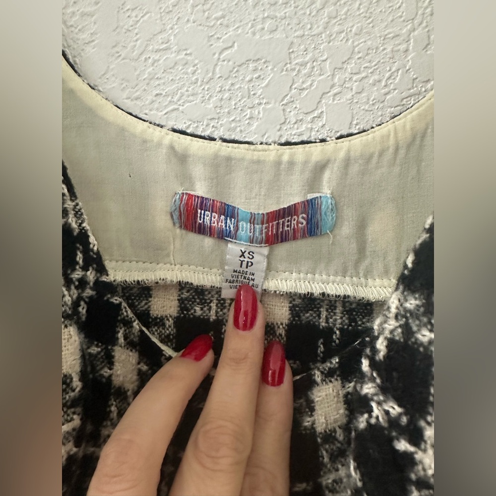 Urban Outfitters Black & White Mini Dress UO Lily Check Tweed Print Form Fitting - Picture 8 of 9